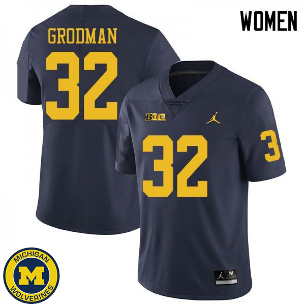 Womens Michigan Wolverines #32 Louis Grodman Navy Jordan Brand High School Jersey